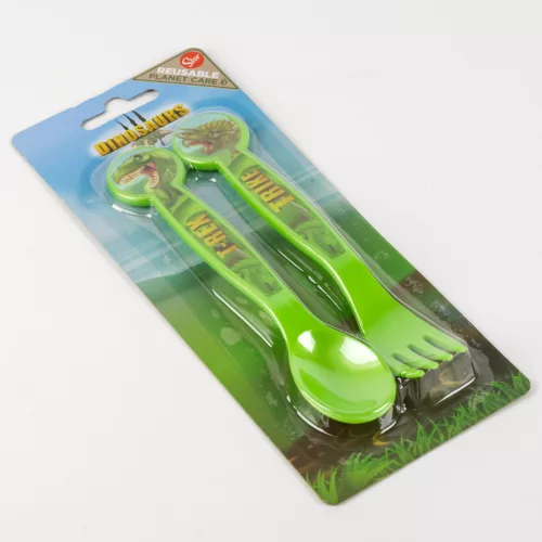 MŰANYAG EVŐESZKÖZ KÉSZLET, 2 DARABOS, DINOSAURUS