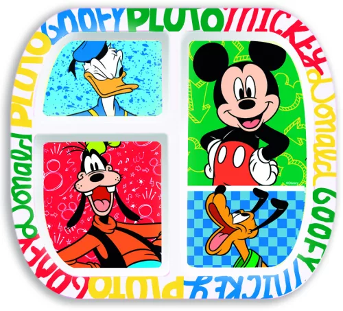 LICENCE MŰANYAG TÁNYÉR, OSZTOTT RÉSSZEL, MICKEY