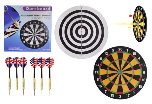 DARTS TÁBLA, FLOKKOLT, 6 TŰVEL, 18GRAMMOS, 1/2,