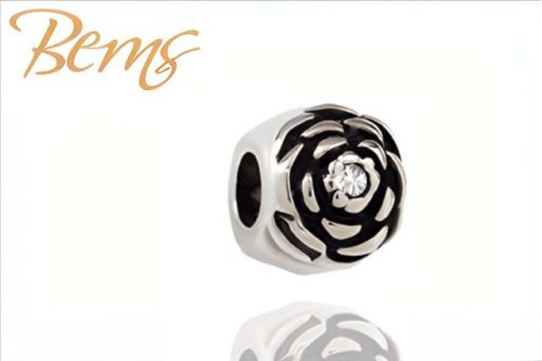 BERNS CHARM BEAD-ROSE-2*CRY SS